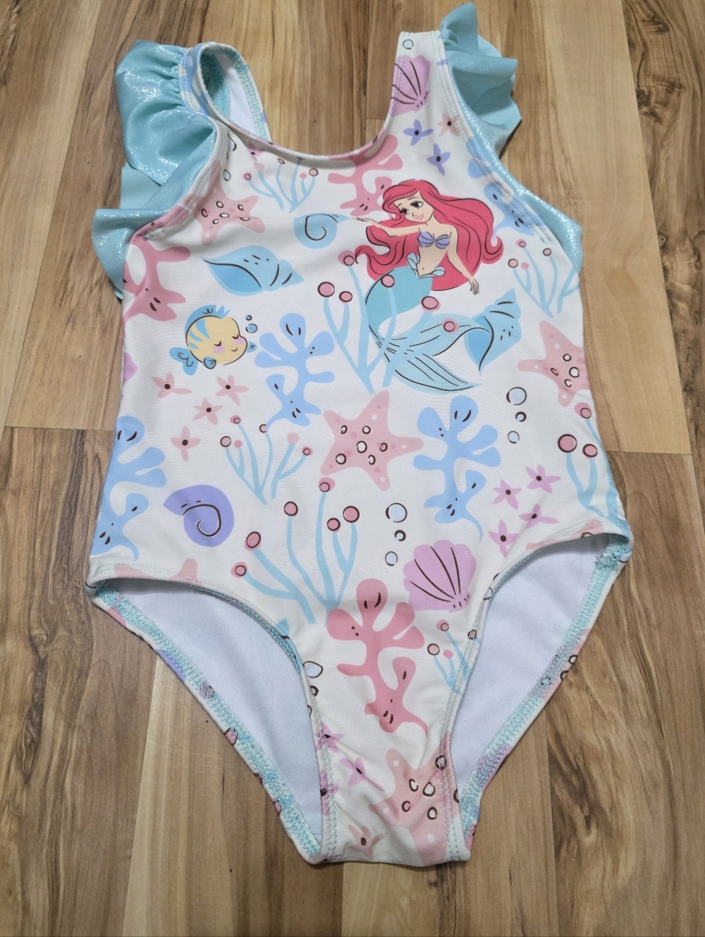 Ariel Little Mermaid One-Piece Swimsuit in Pastel Pink & Aqua